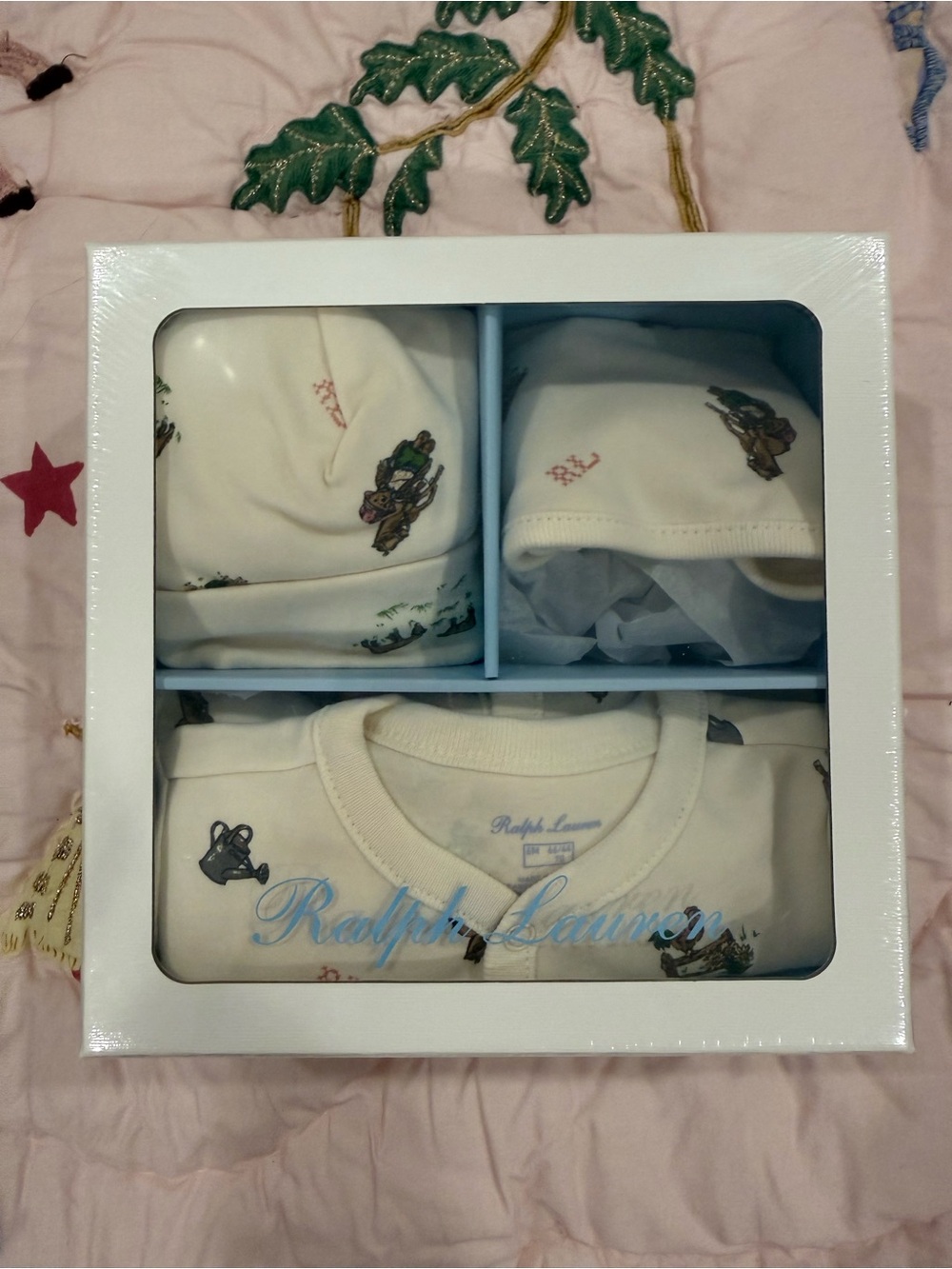 Ralph Lauren Ivory Baby Gift Set with Polo Bear Prints